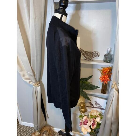 NWT Michael Kors New $128 Black Part Zip MK Logo 100% Cotton Long Sleeve Sweater - Picture 8 of 12